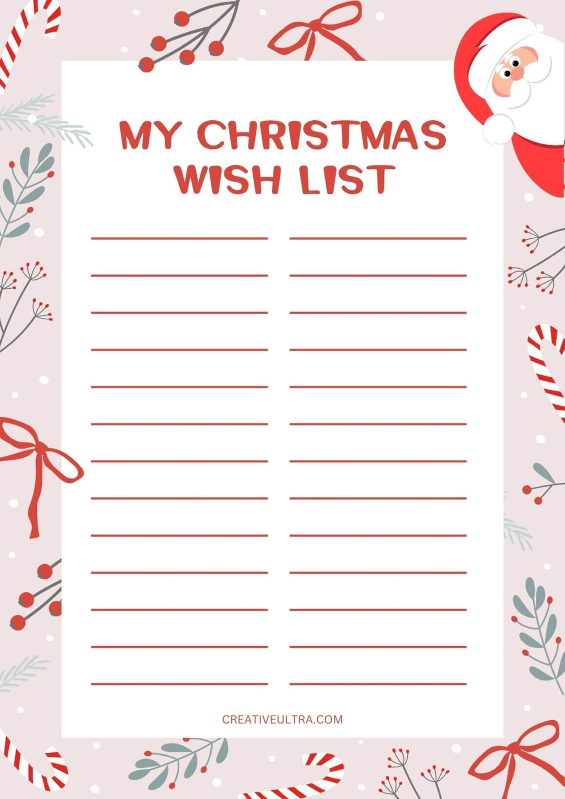 15 Free Printable Christmas Lists PDF Download 