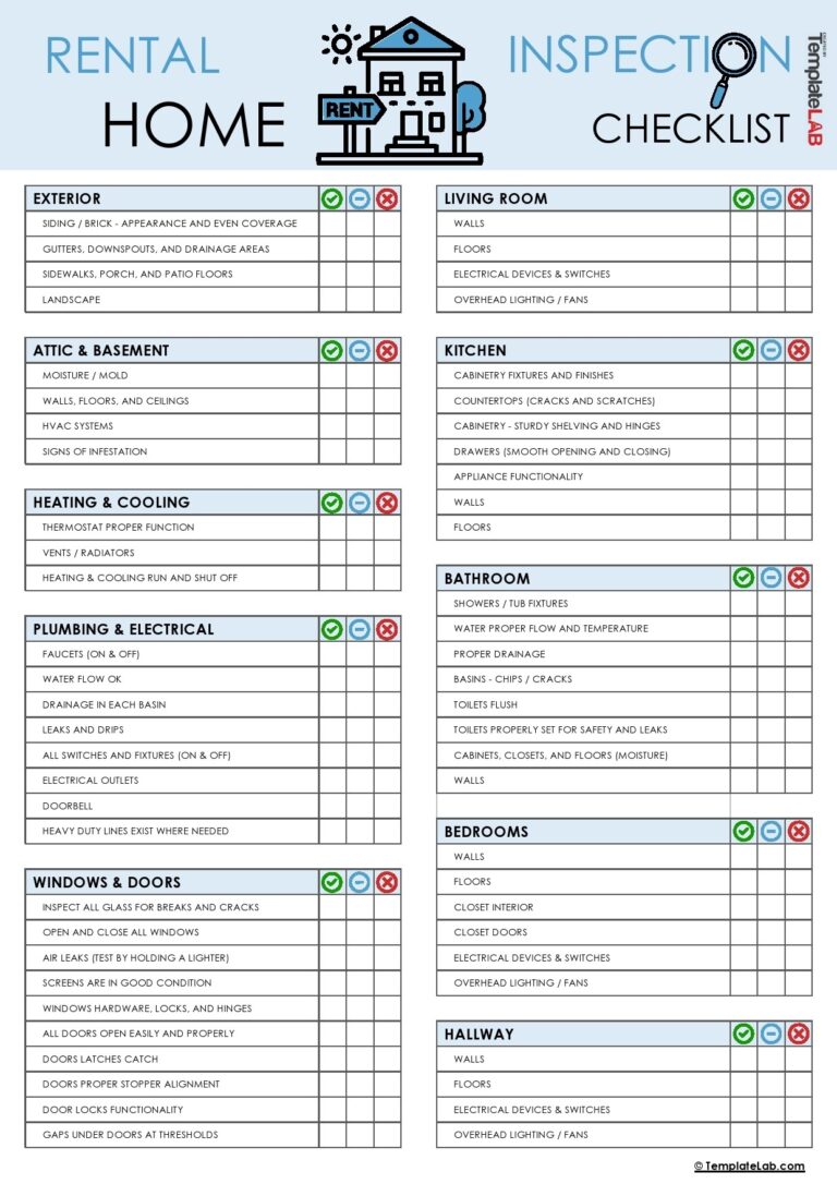 20 Printable Home Inspection Checklists Word PDF 