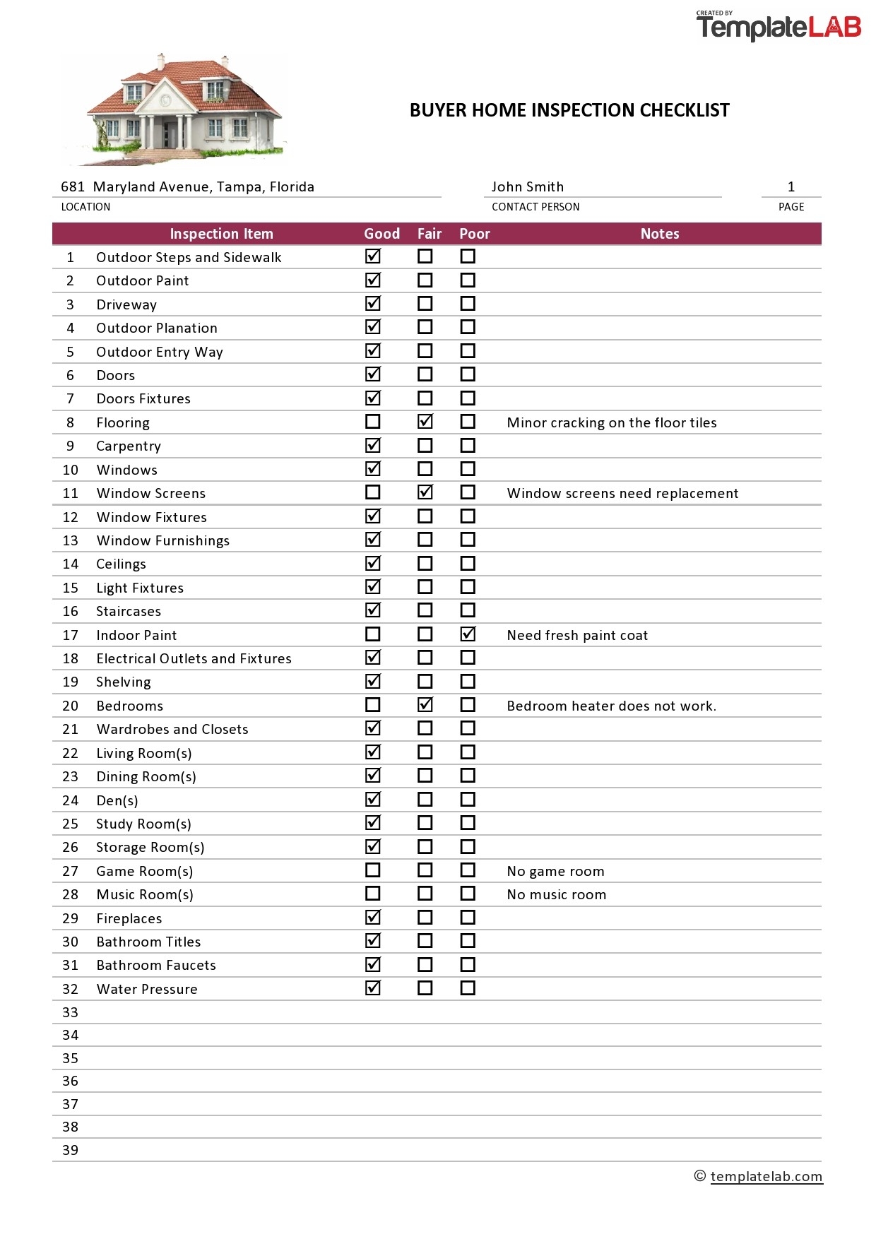 20 Printable Home Inspection Checklists Word PDF 20 Printable Home Inspection Checklists Word PDF