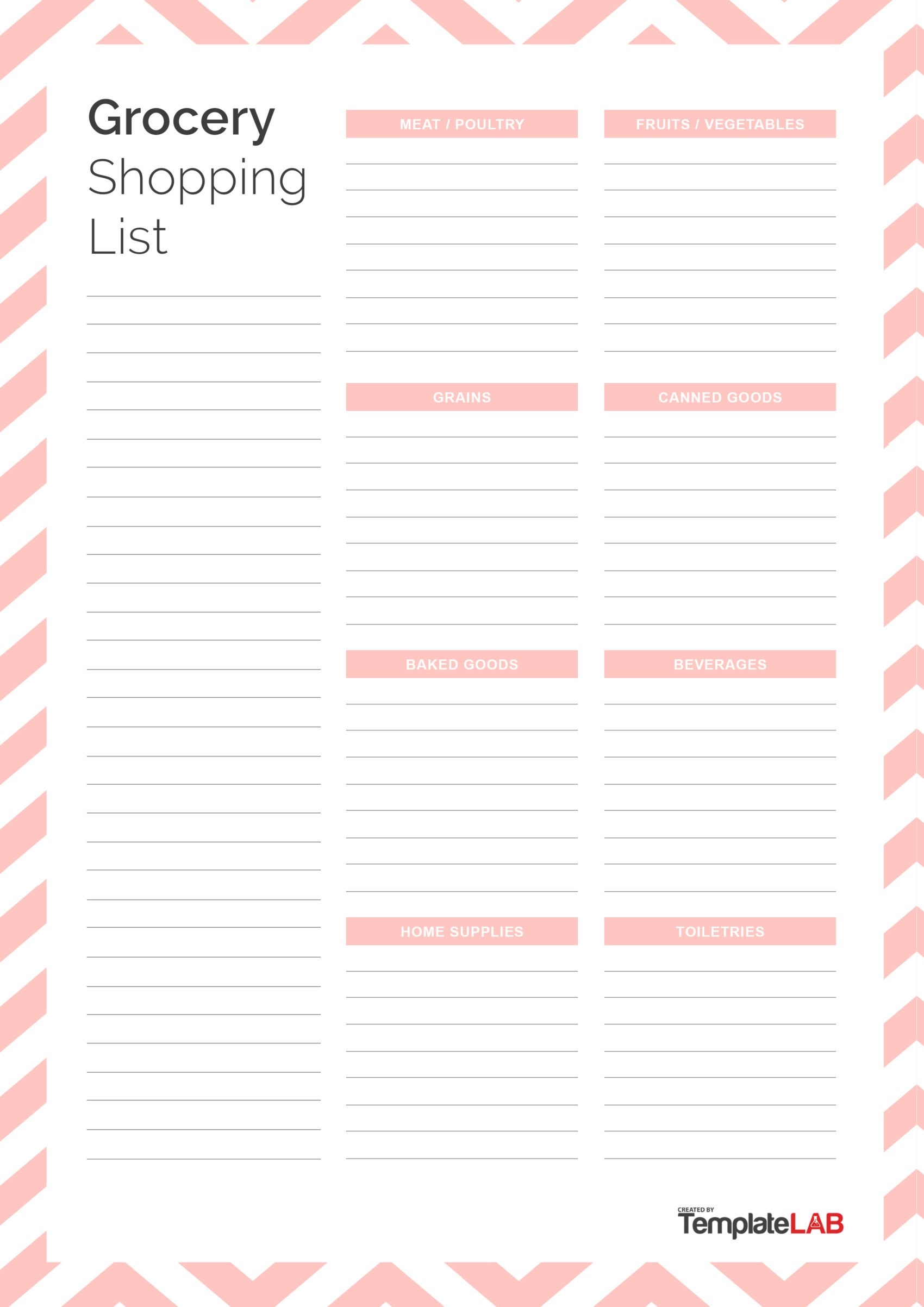 Free Printable Grocery List Template Word