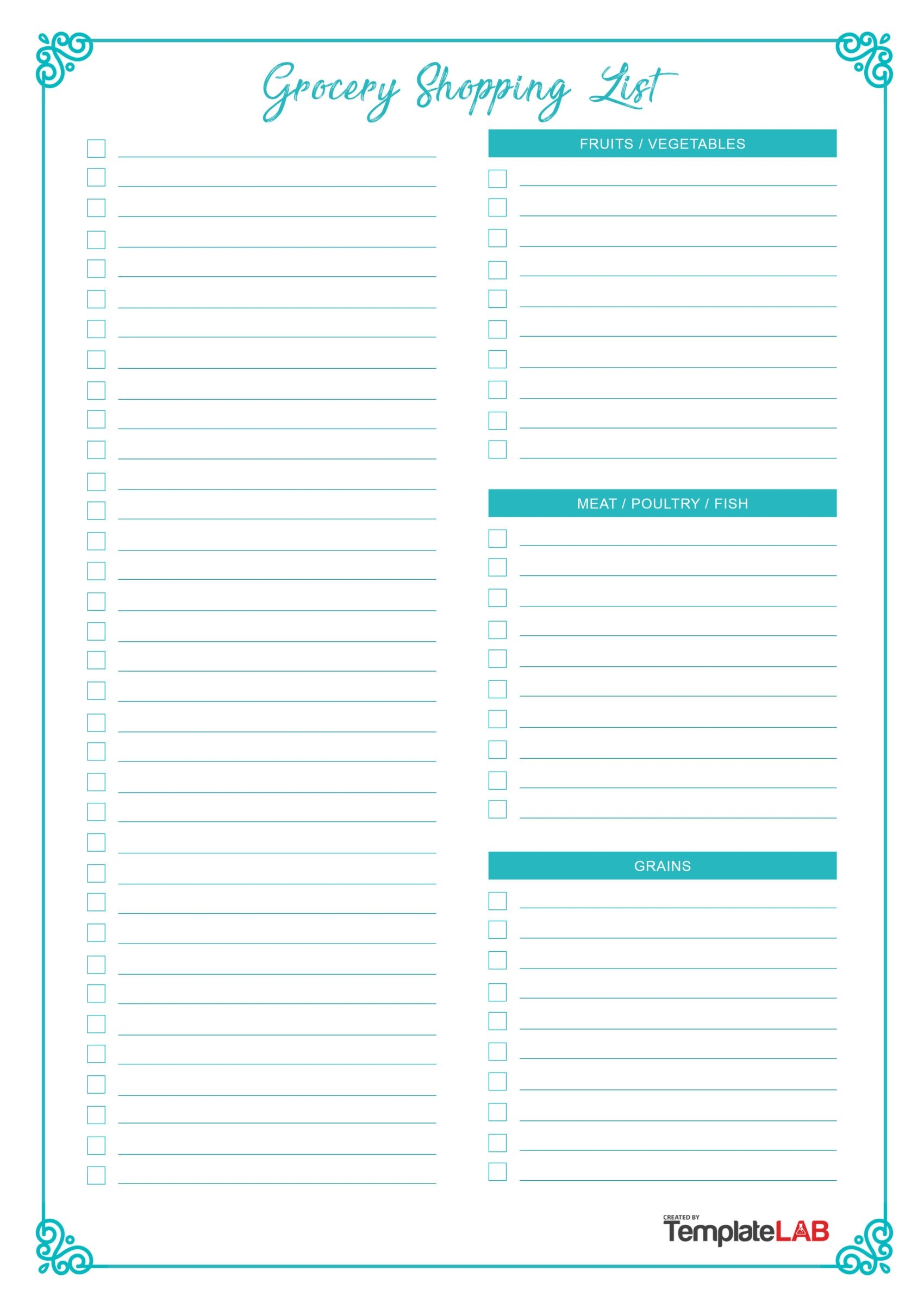 Free Printable Grocery Lists Blank