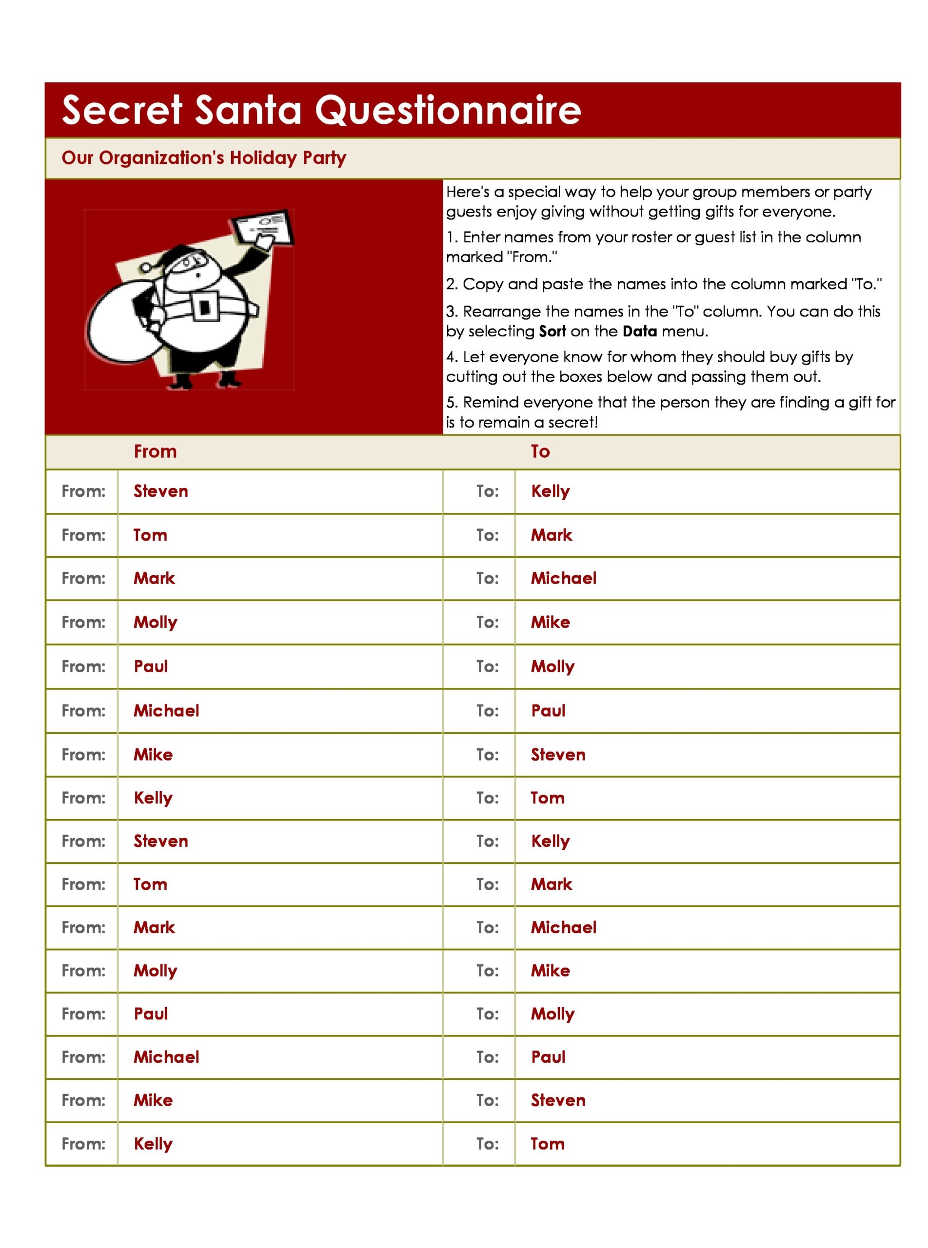 27 Printable Secret Santa Questionnaire Templates TemplateLab