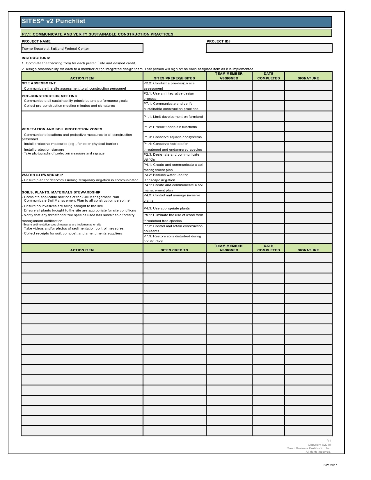 Construction Punch List Template