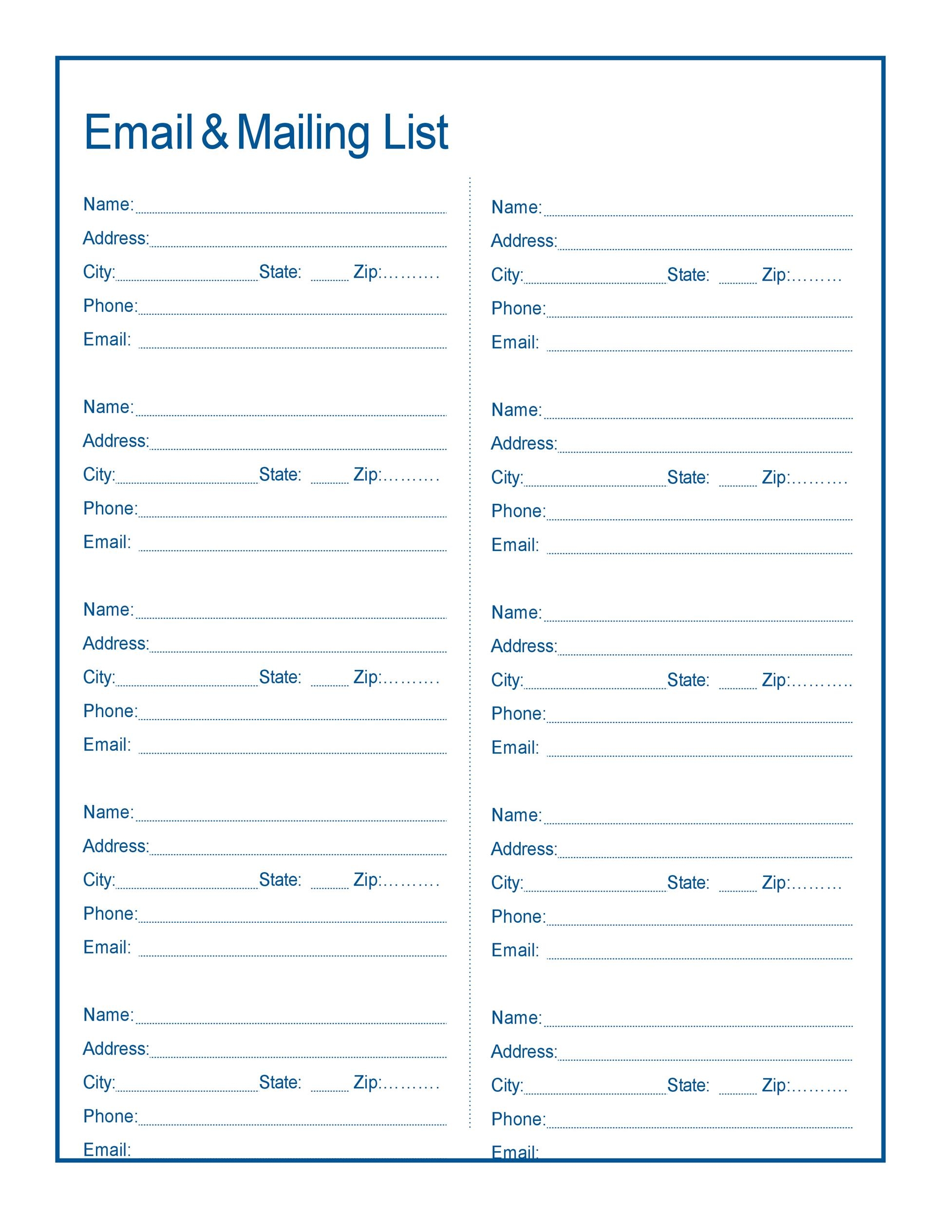 37 Free Email List Templates PDF MS Word U0026 Excel TemplateLab