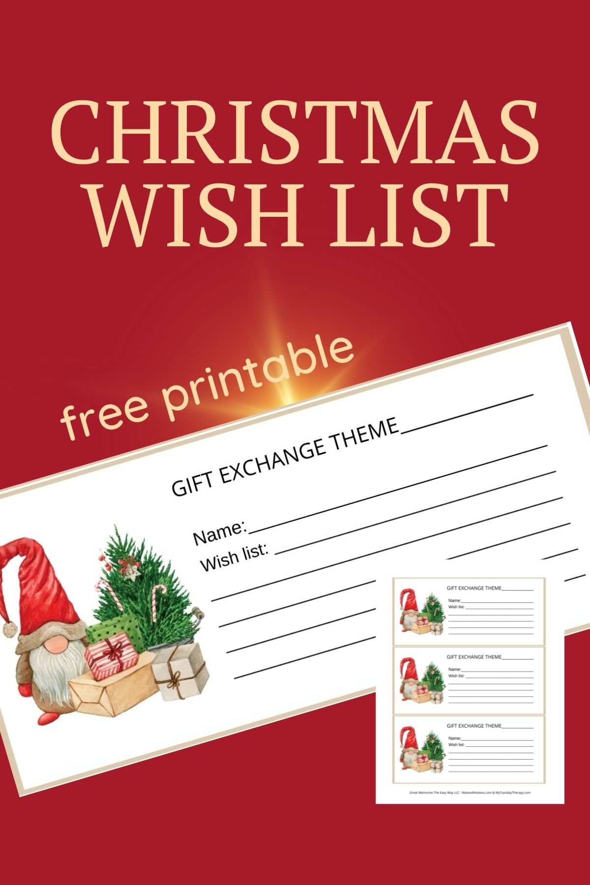 4 Free Printable Christmas Wish Lists