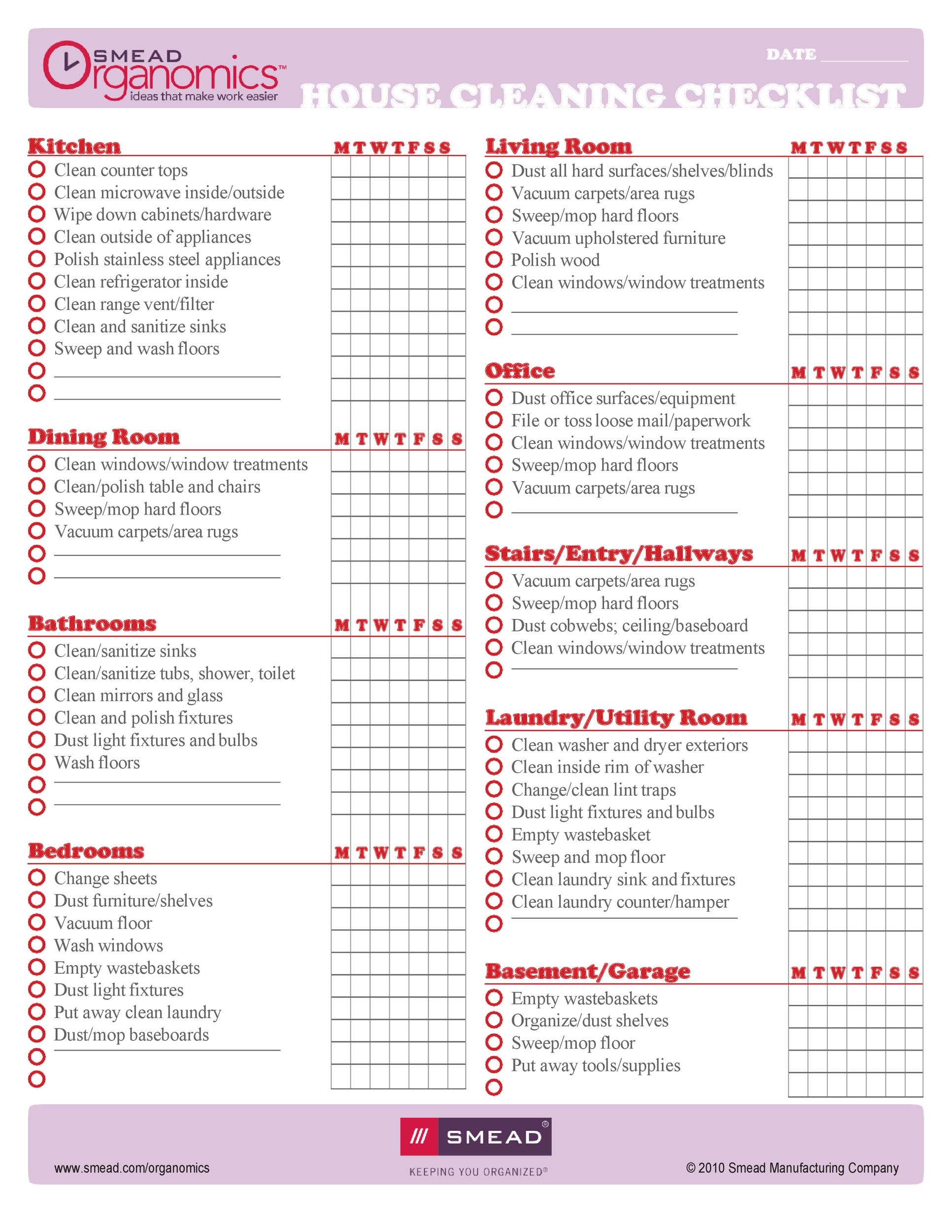 40 Printable House Cleaning Checklist Templates TemplateLab