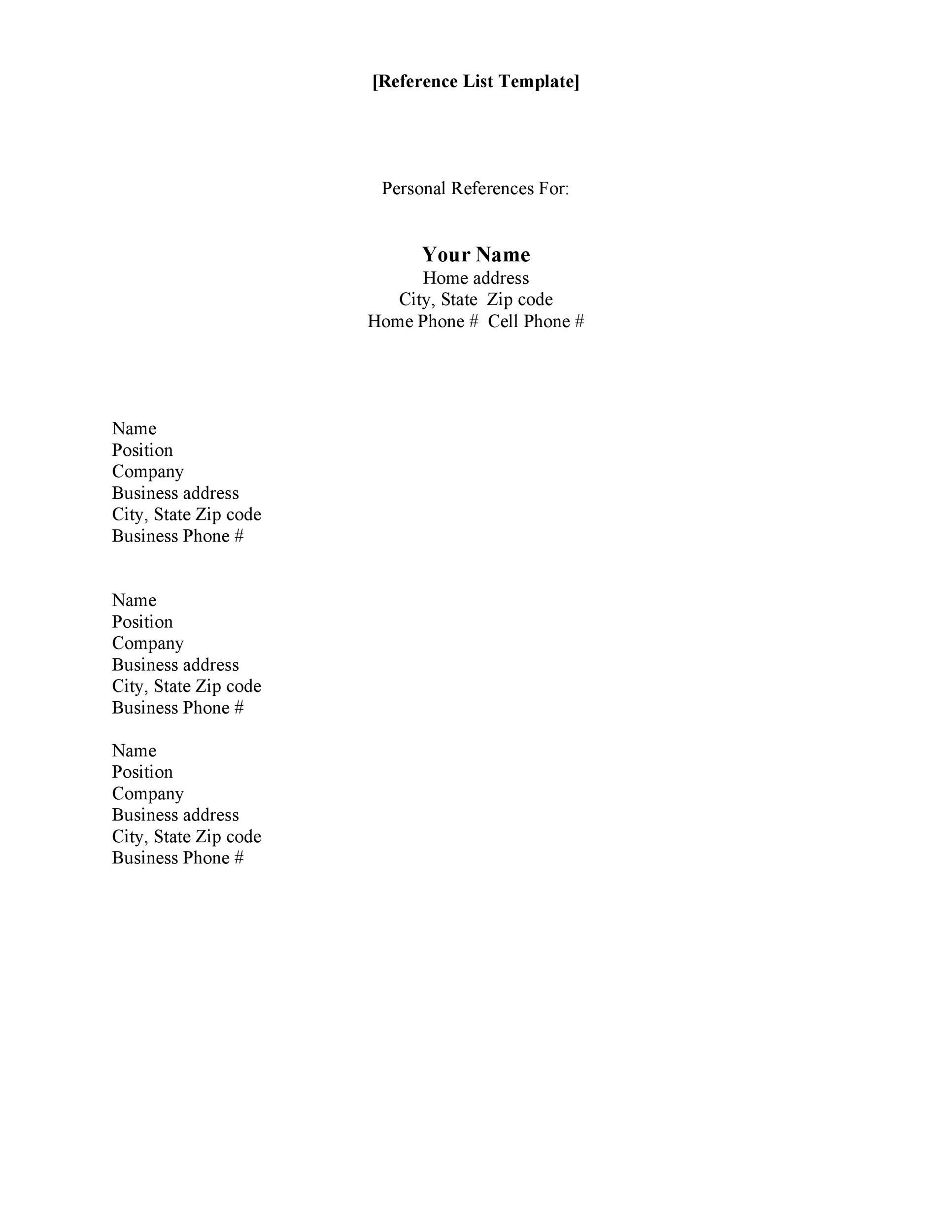 40 Professional Reference Page Sheet Templates TemplateLab