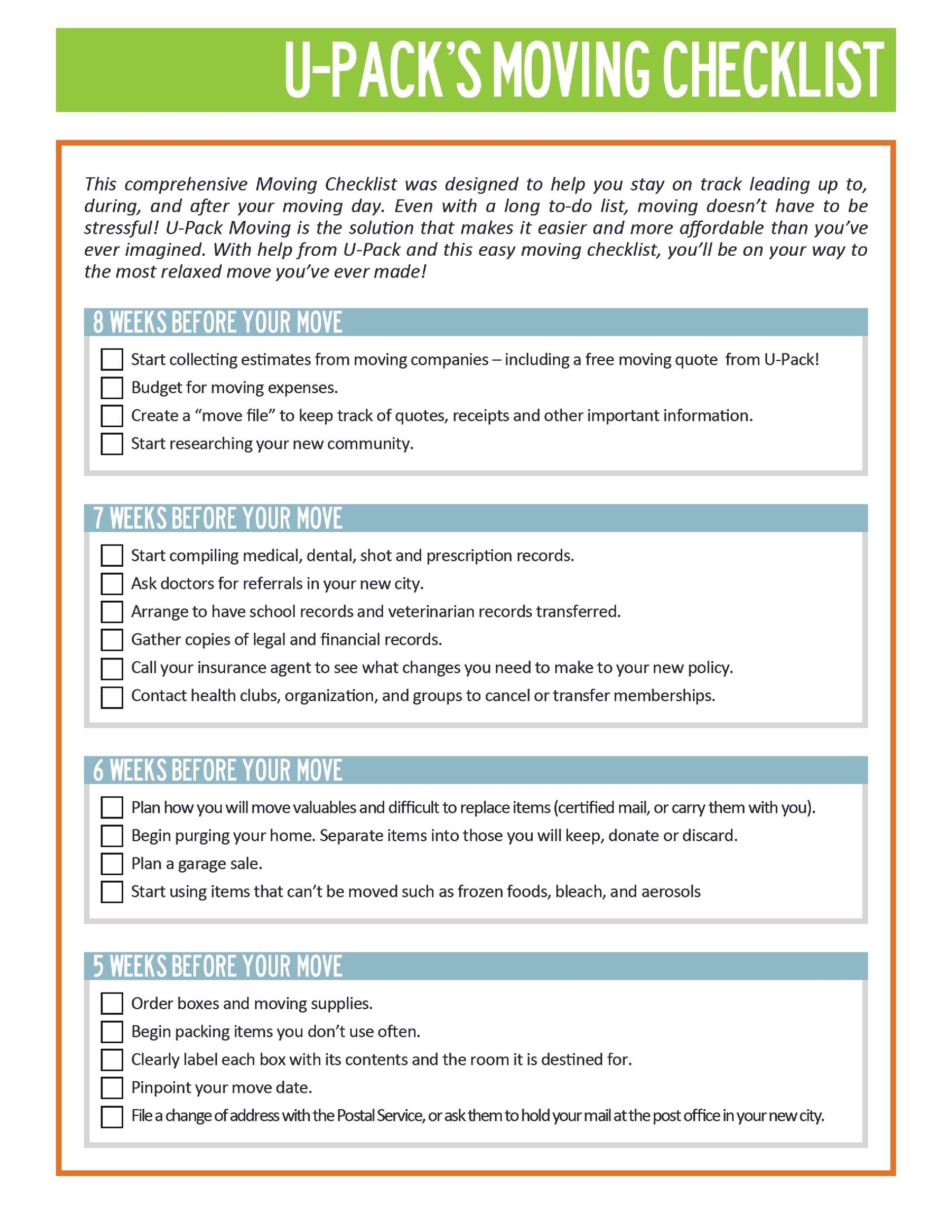 Free Printable Moving Checklist Pdf Free Printable Moving Checklist Pdf