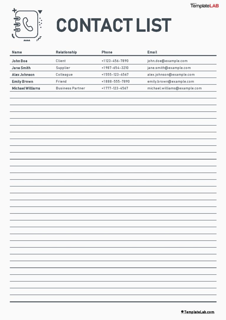 48 Phone U0026 Email Contact List Templates Word Excel PDF