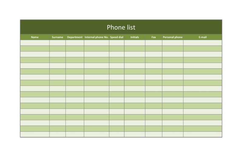 48 Phone U0026 Email Contact List Templates Word Excel PDF