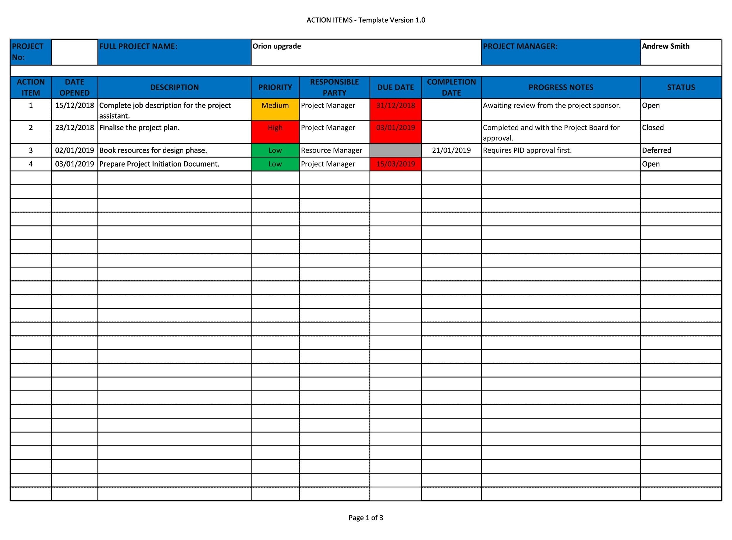 49 Great Action Item Templates MS Word U0026 Excel TemplateLab