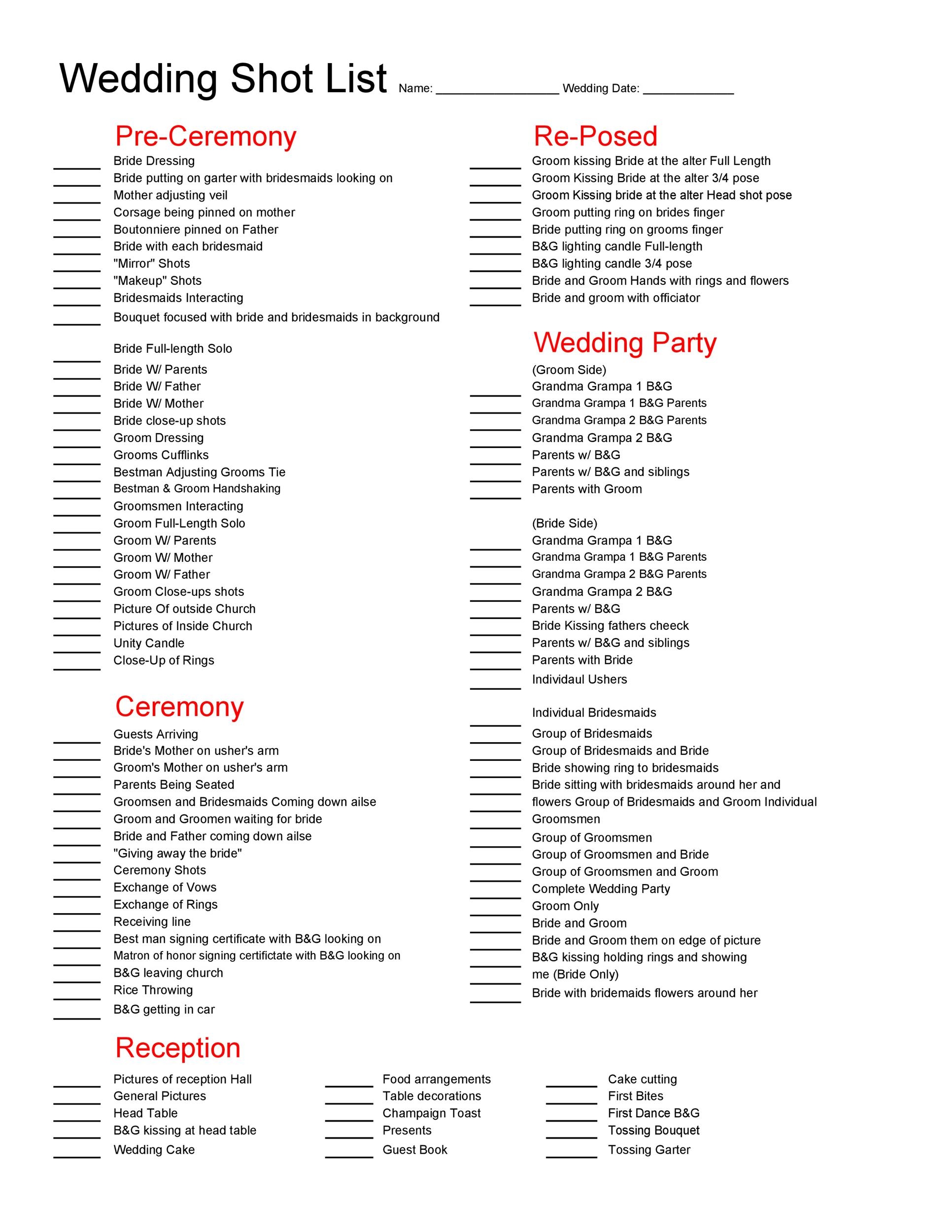 50 Handy Shot List Templates Film U0026 Photography TemplateLab