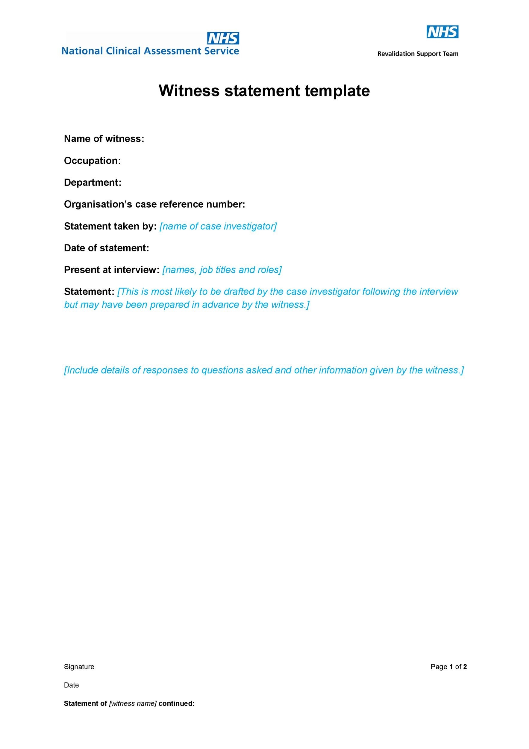 50 Professional Witness Statement Forms U0026 Templates TemplateLab
