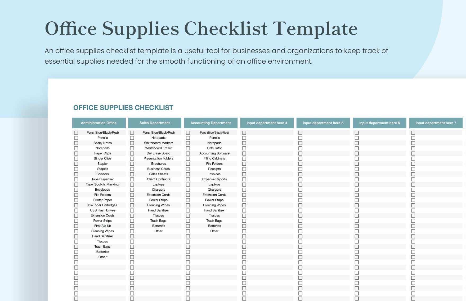 7 Office Supply Checklist Templates In PDF Word