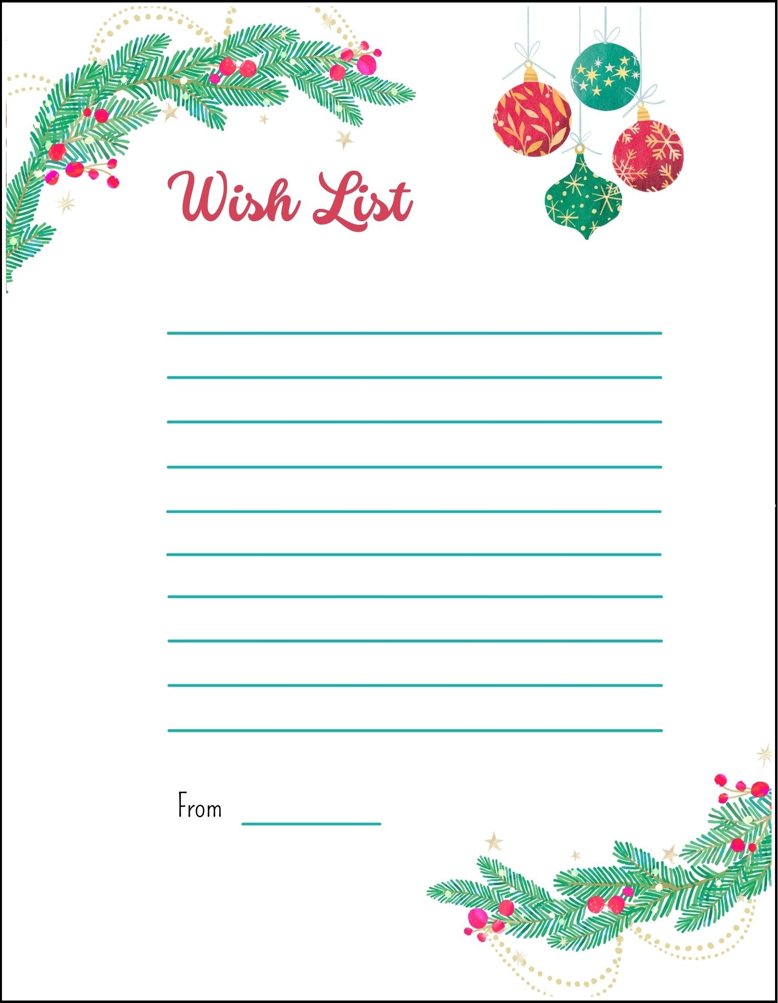 Christmas Wishlist Template Free Printable
