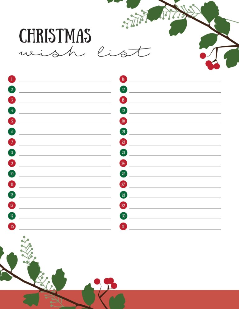 Aesthetic Christmas Wish List Template