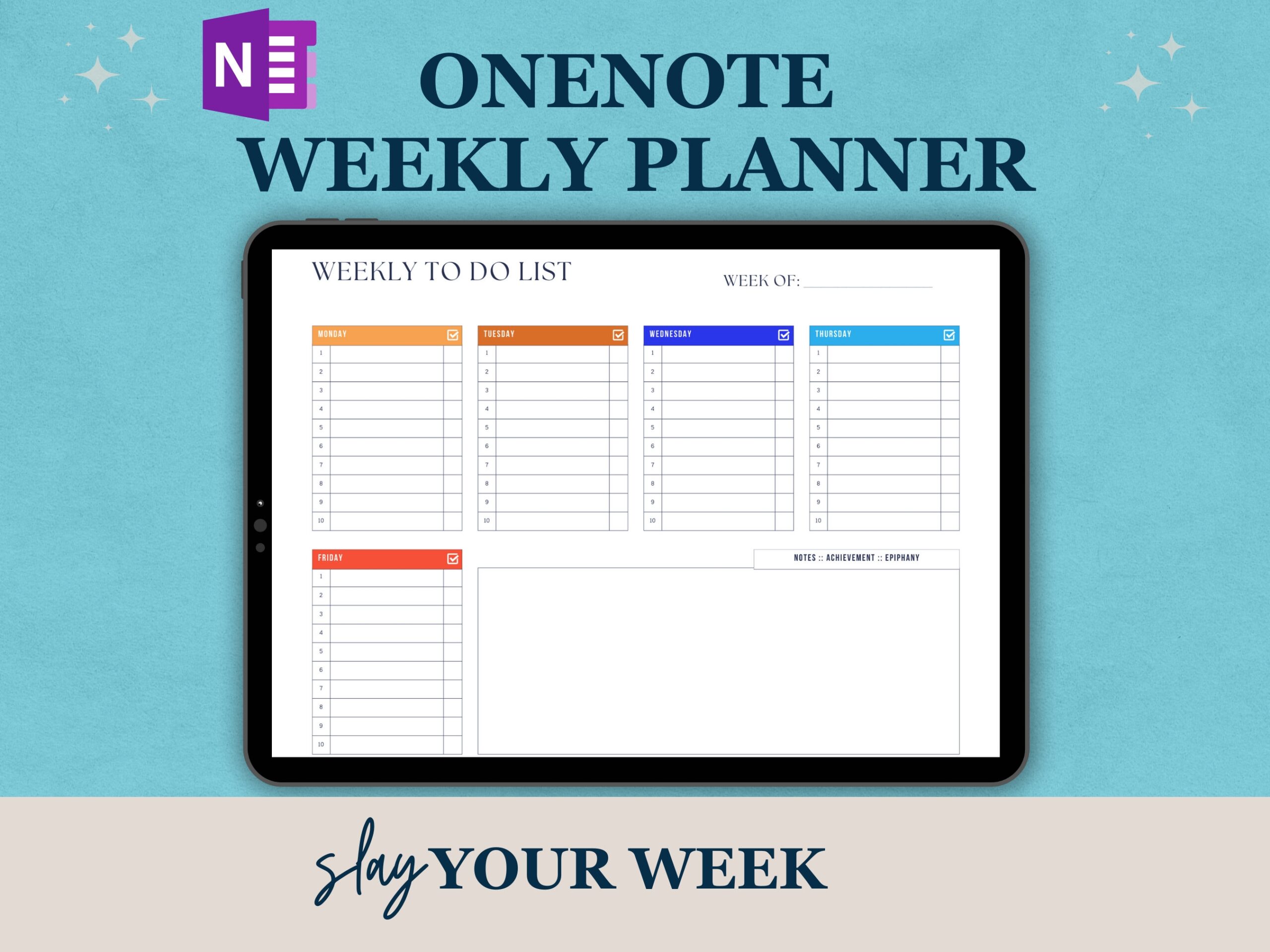 Aesthetic Onenote Weekly Planner Templates For Work Professionals Weekly To Do List Weekly Overview Quarterly Planning Work Week Planner Etsy
