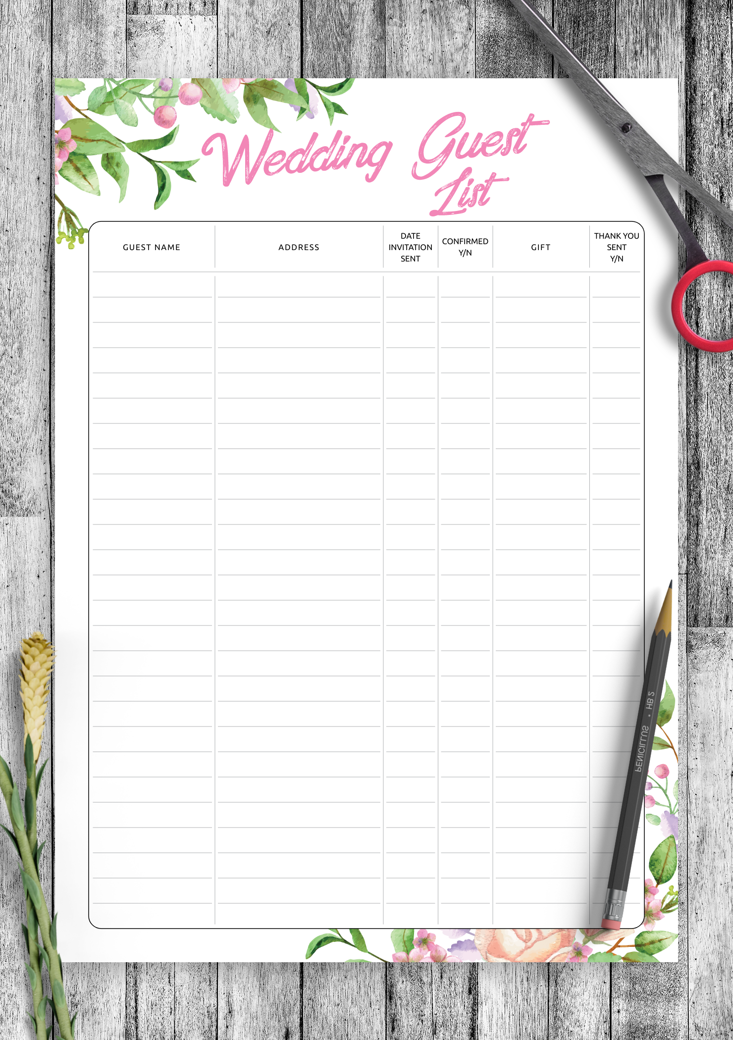 Aesthetic Wedding Guest List Template Stylish U0026 Simple Tool