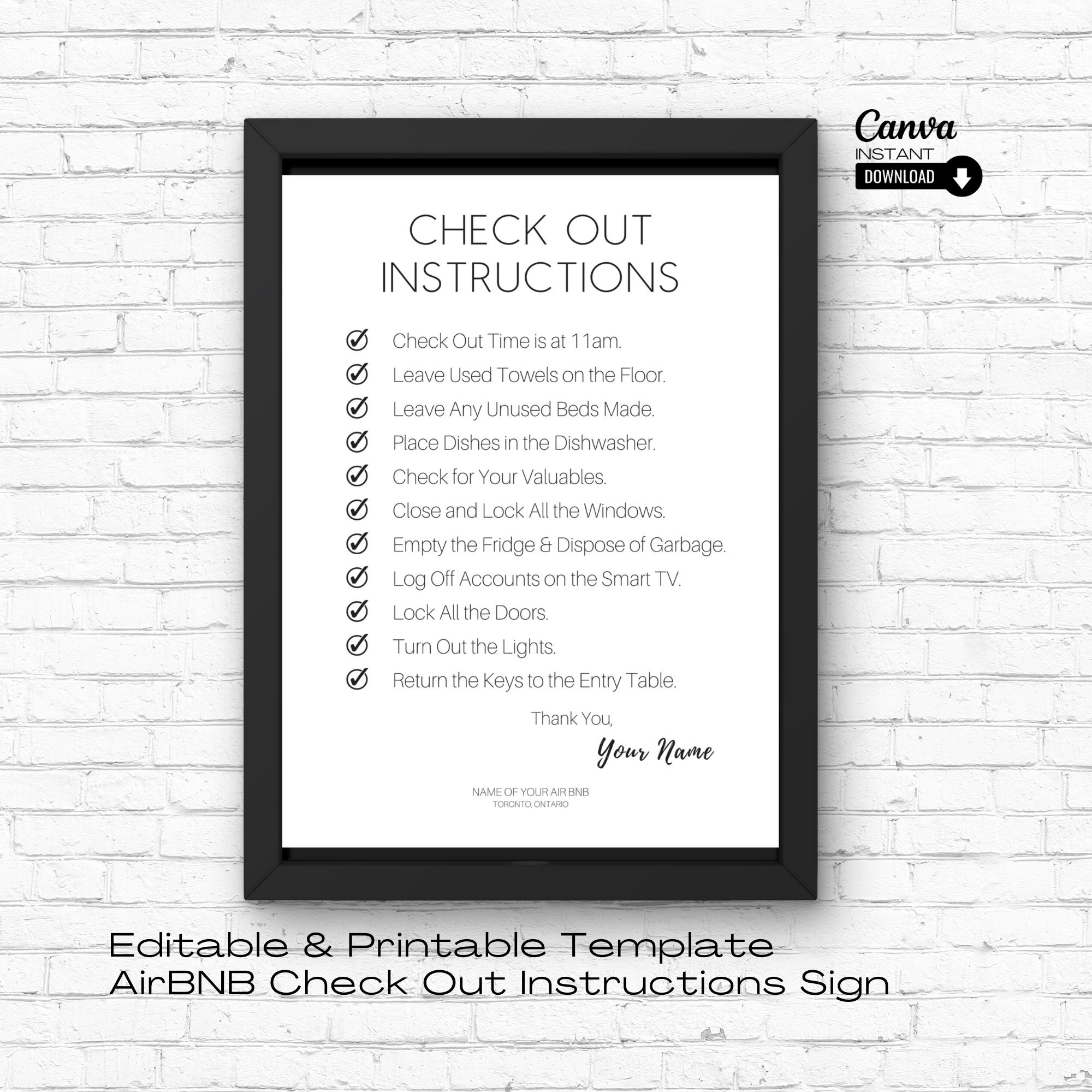 Airbnb Check Out Sign Template Editable Airbnb Sign Airbnb House 