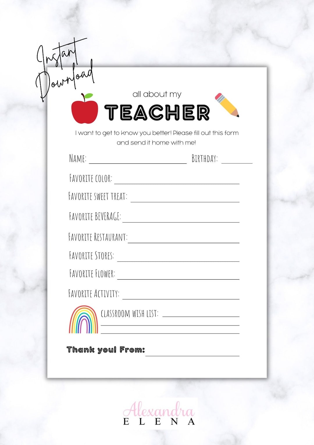 Teacher Wish List Template Free Printable