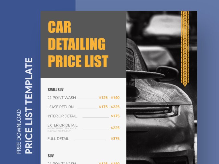 Auto Detailing Price List Free Google Docs Template By Gdoc On Dribbble