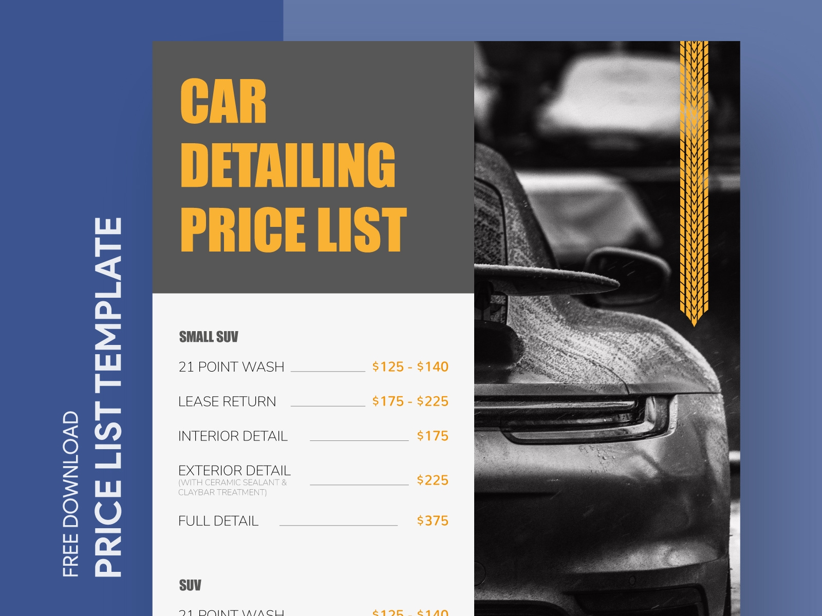 Auto Detail Price List Template