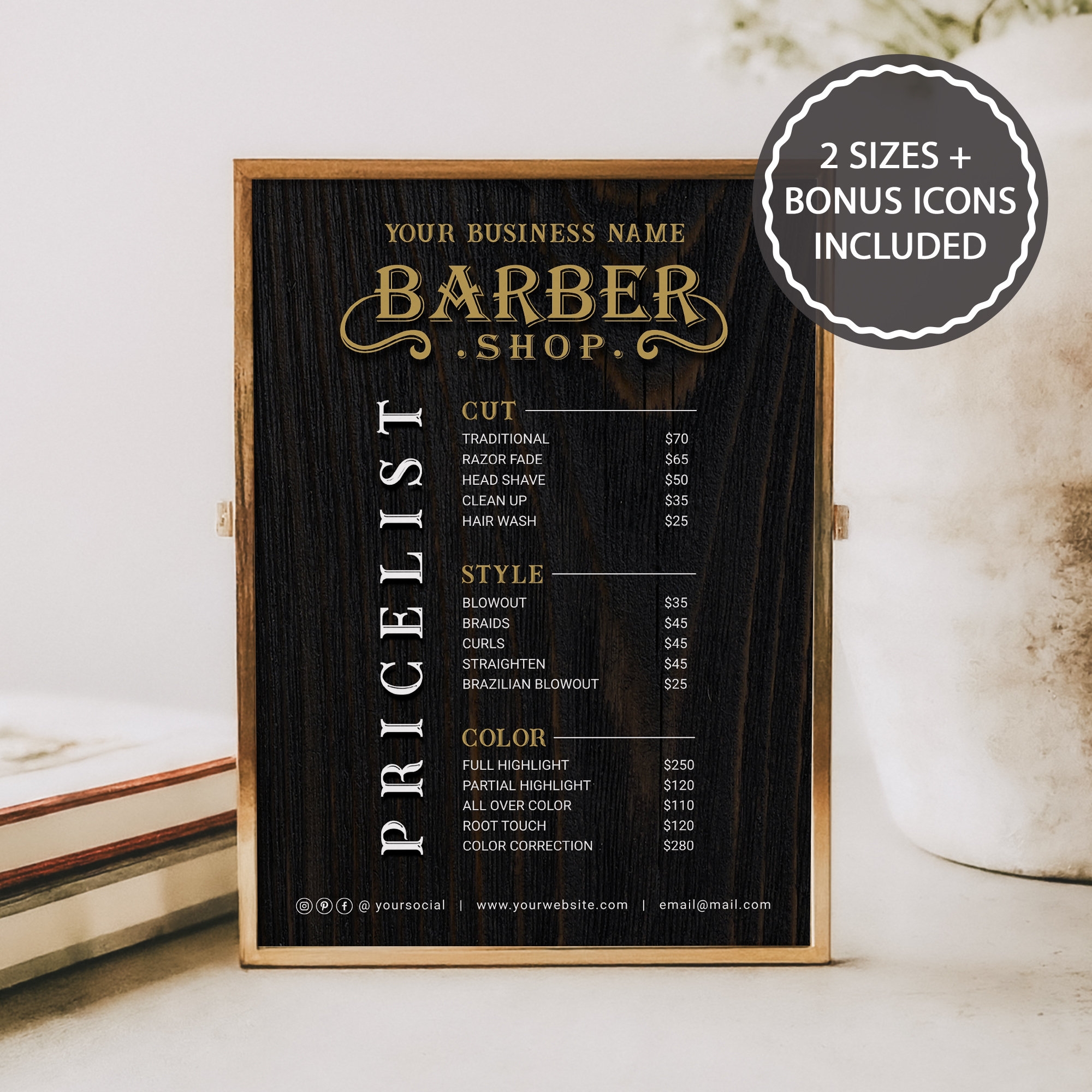 Barber Shop Price List Template DIY Barbershop Pricelist Sign 