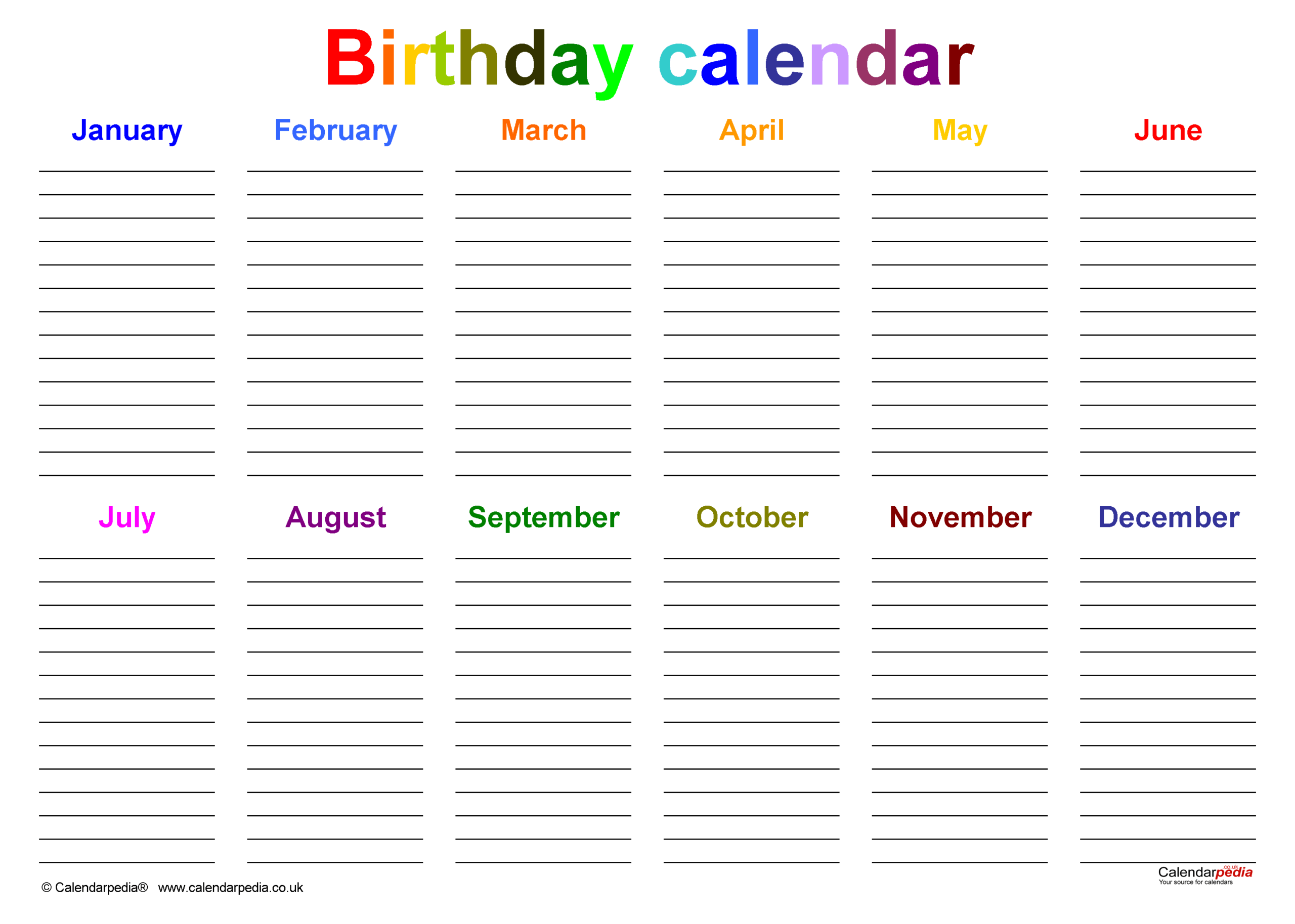 Free Printable Birthday List Template