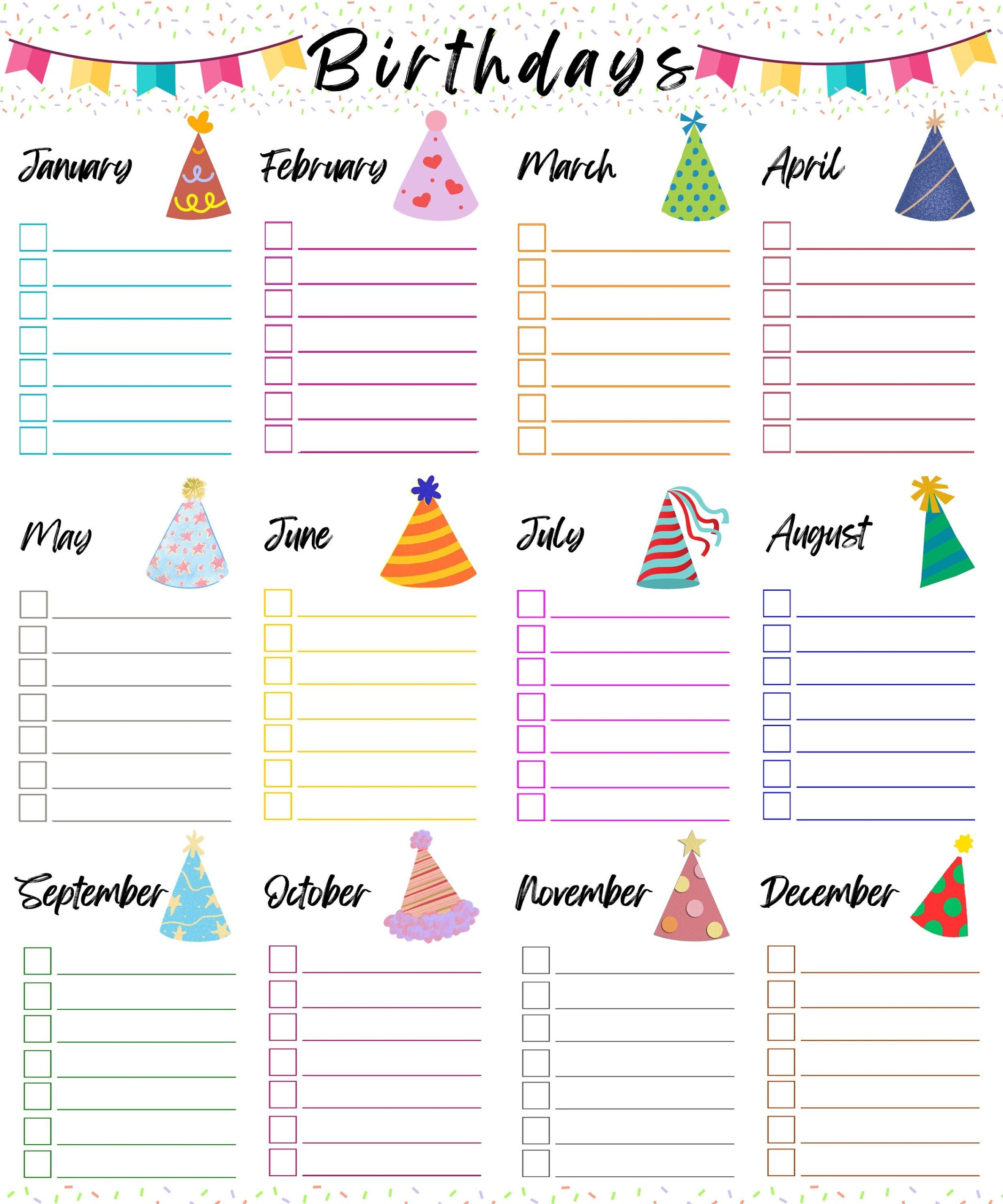 Birthday List PDF Birthday Calendar Printable Birthday Tracker Birthday List Birthday Organizer Birthday Calendar Birthday Reminder Etsy