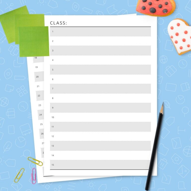Blank Class List Template Template Printable PDF