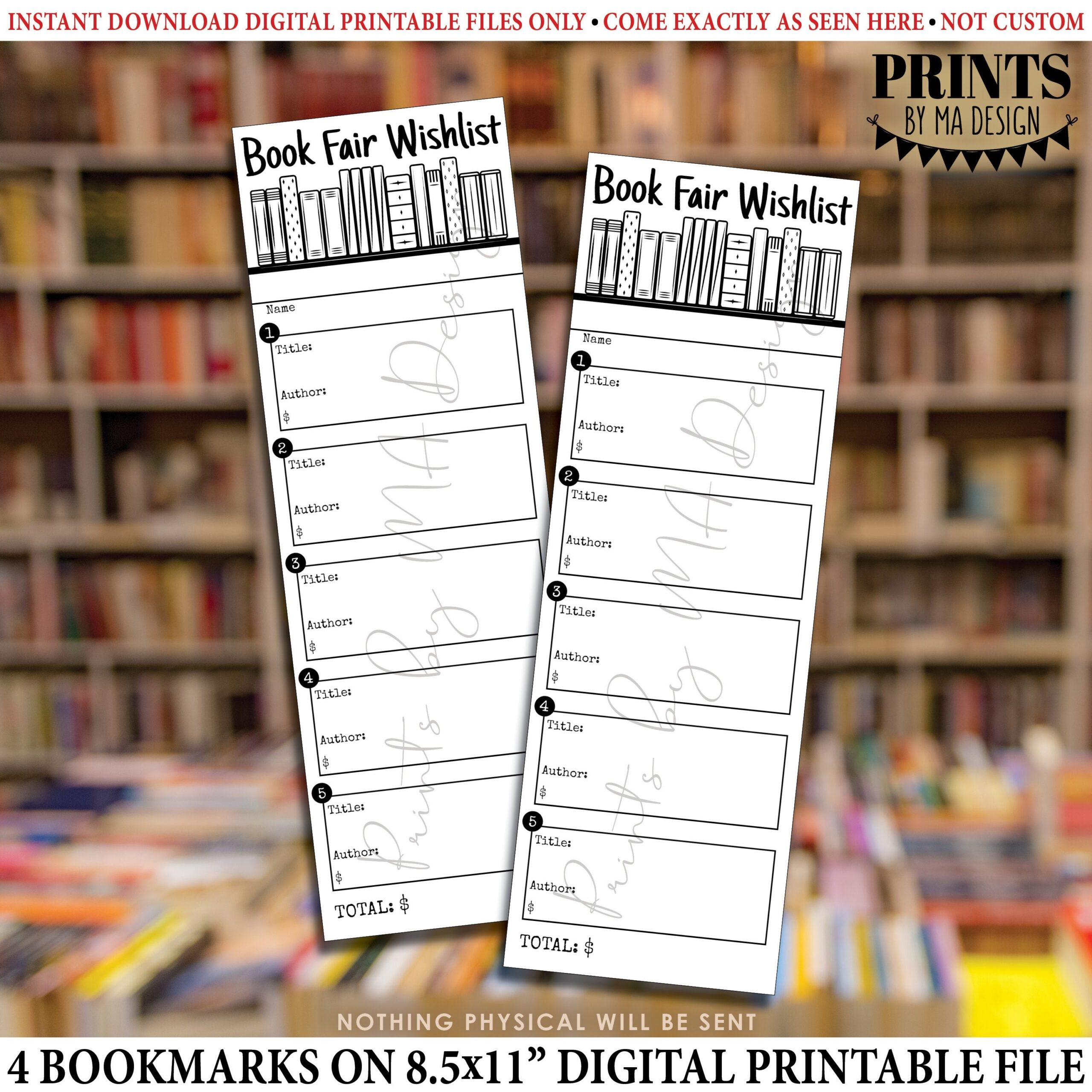 Book Fair Wishlist Bookmark School Book Wish List 2 5x7 5 Book Fair Wishlist Bookmark School Book Wish List 2 5x7 5