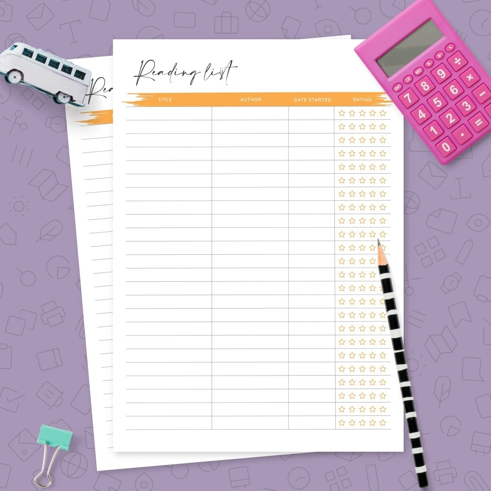 Book Reading List Template