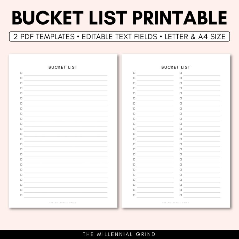 Bucket List Printable Bucket List Printable Insert Bucket List 