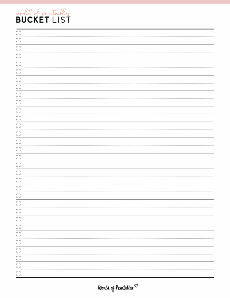 Bucket List Template 16 Inspirational Styles World Of Printables