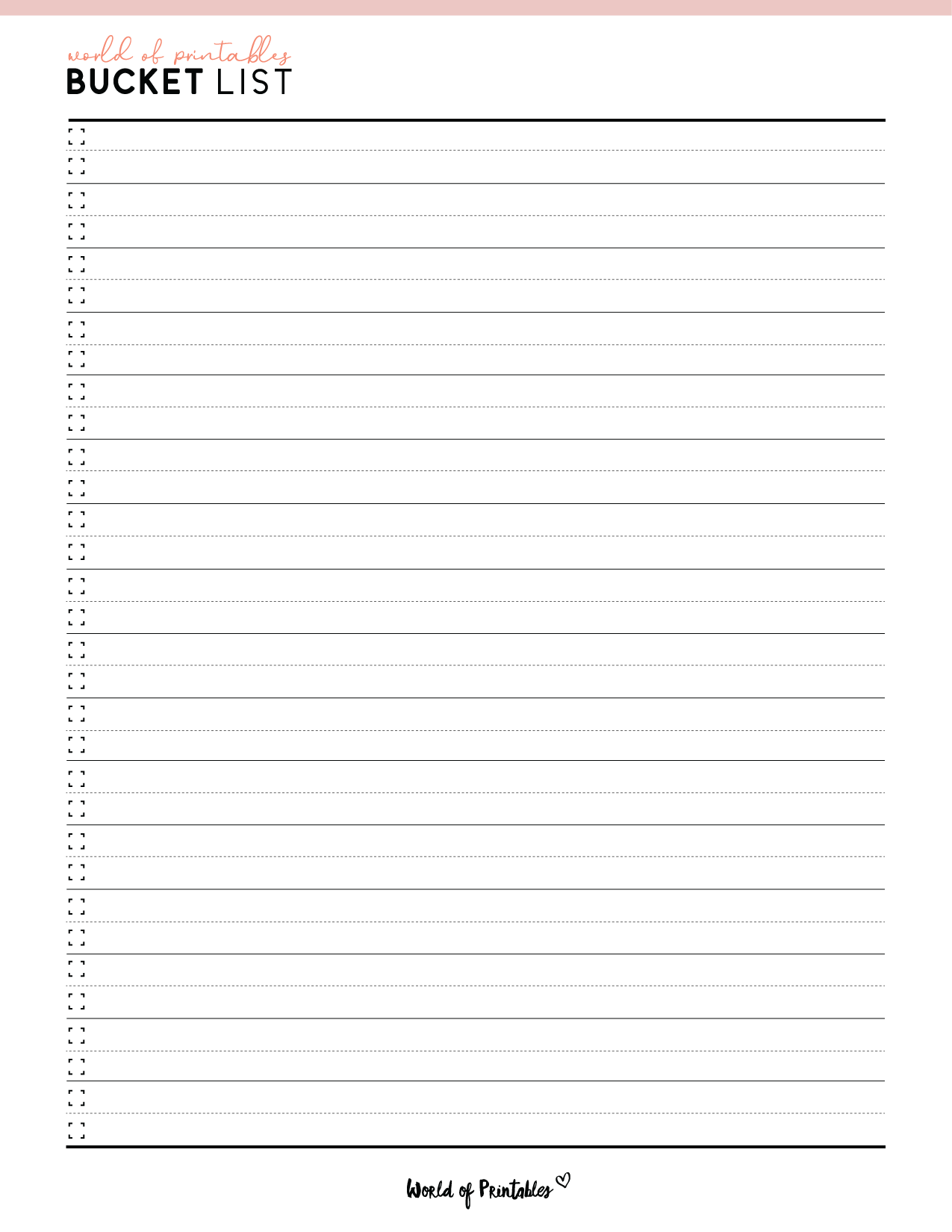 Bucket List Template 16 Inspirational Styles World Of Printables