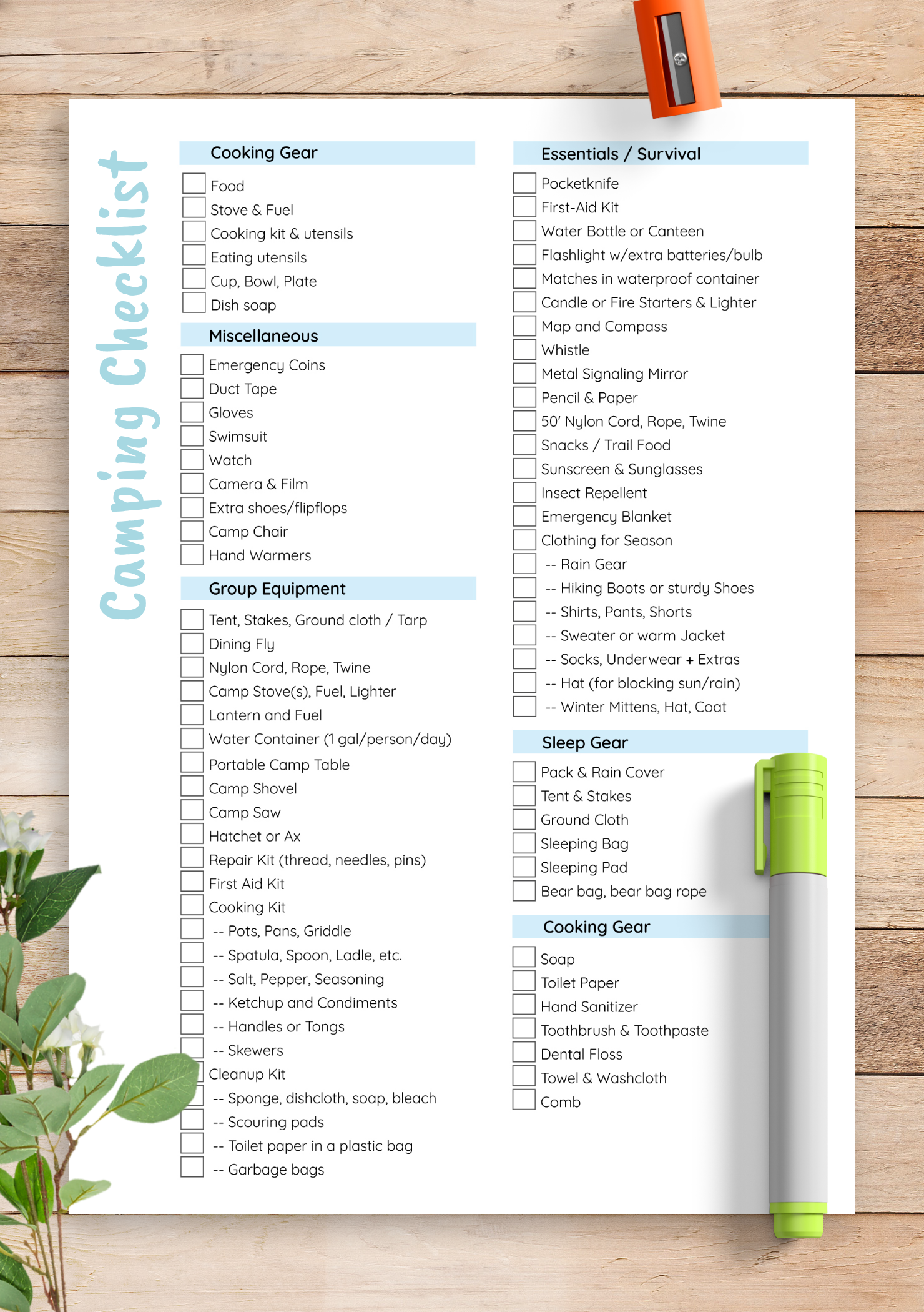 Camping Checklist Template Download And Enjoy