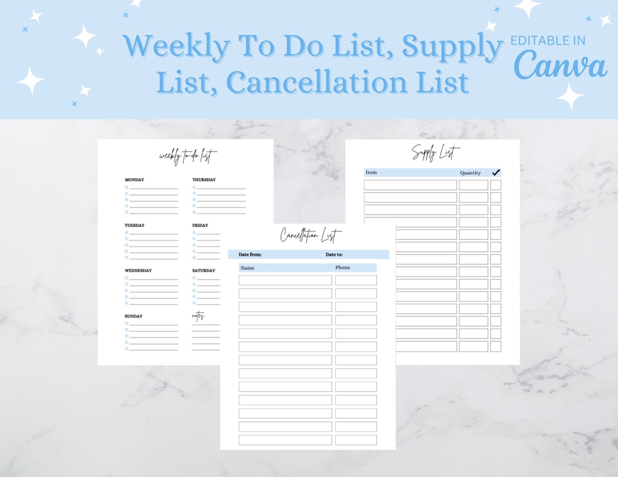 Cancellation List Template Etsy