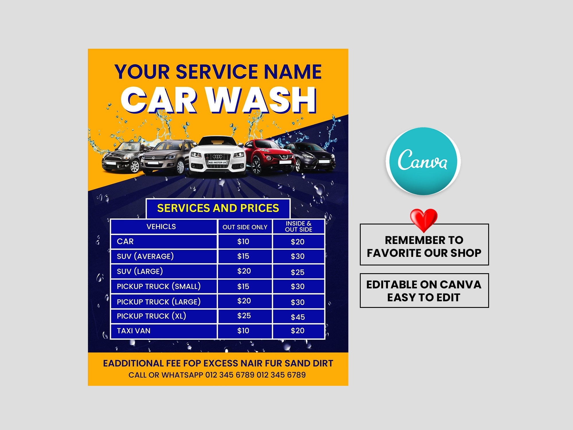 Car Wash Price List Template