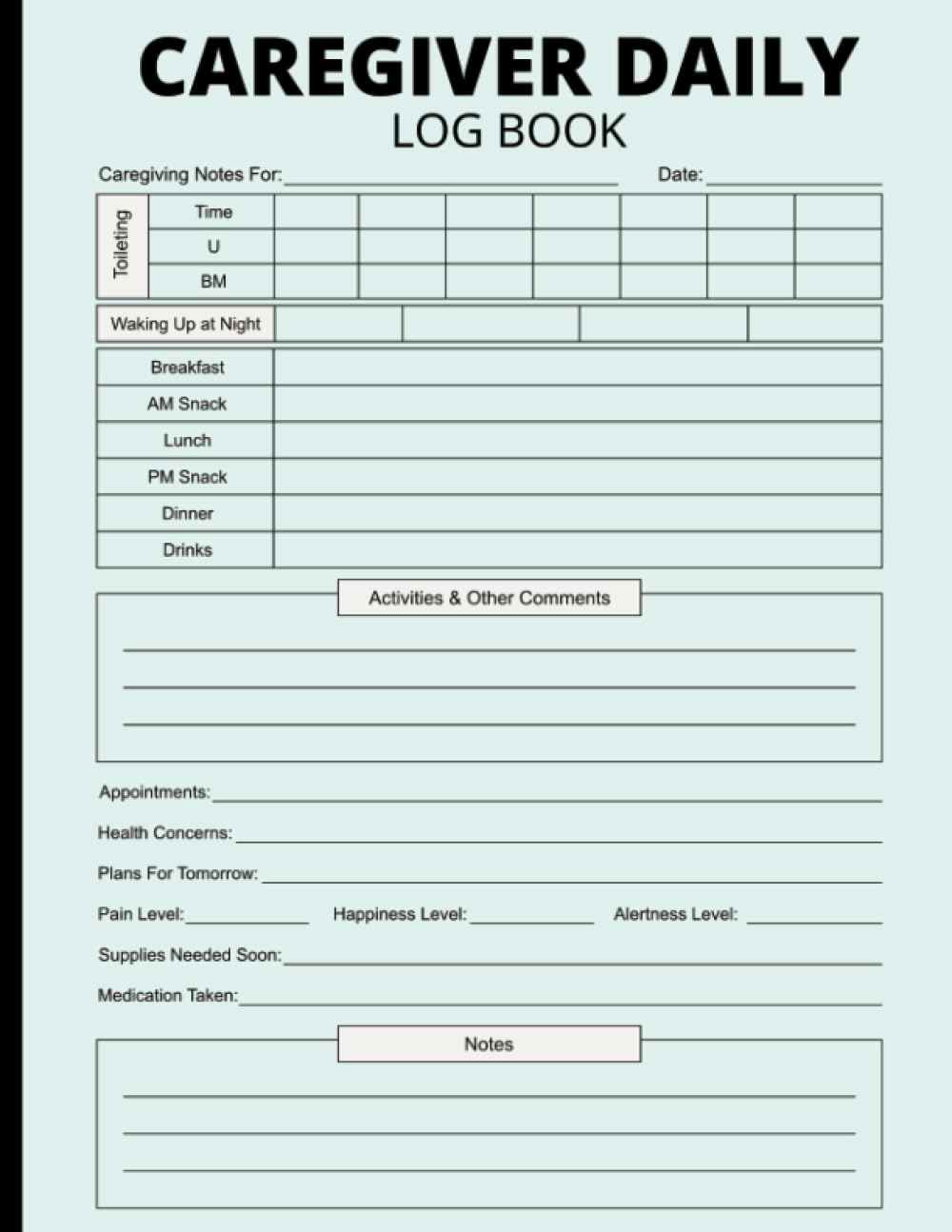 Free Printable Caregiver Daily Checklist Template