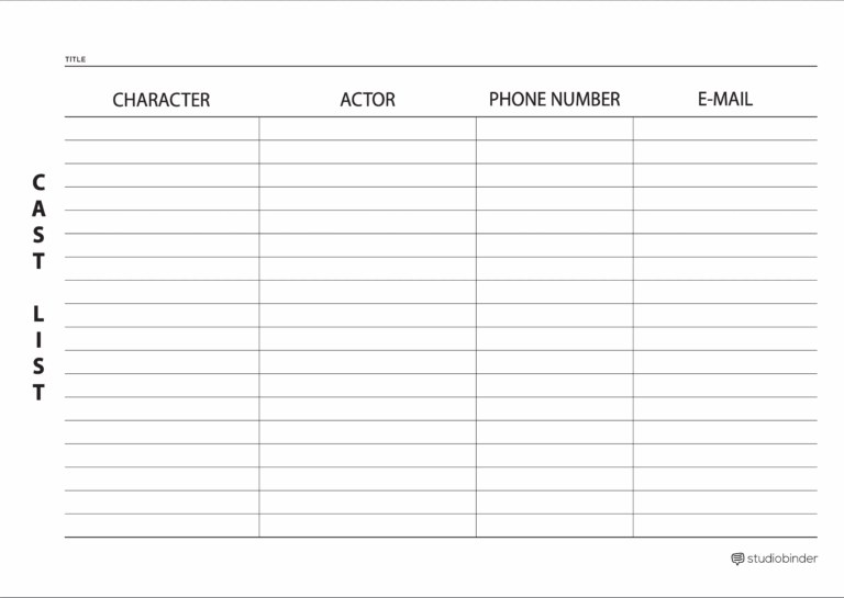 Cast List Template FREE PDF Download U0026 Guide