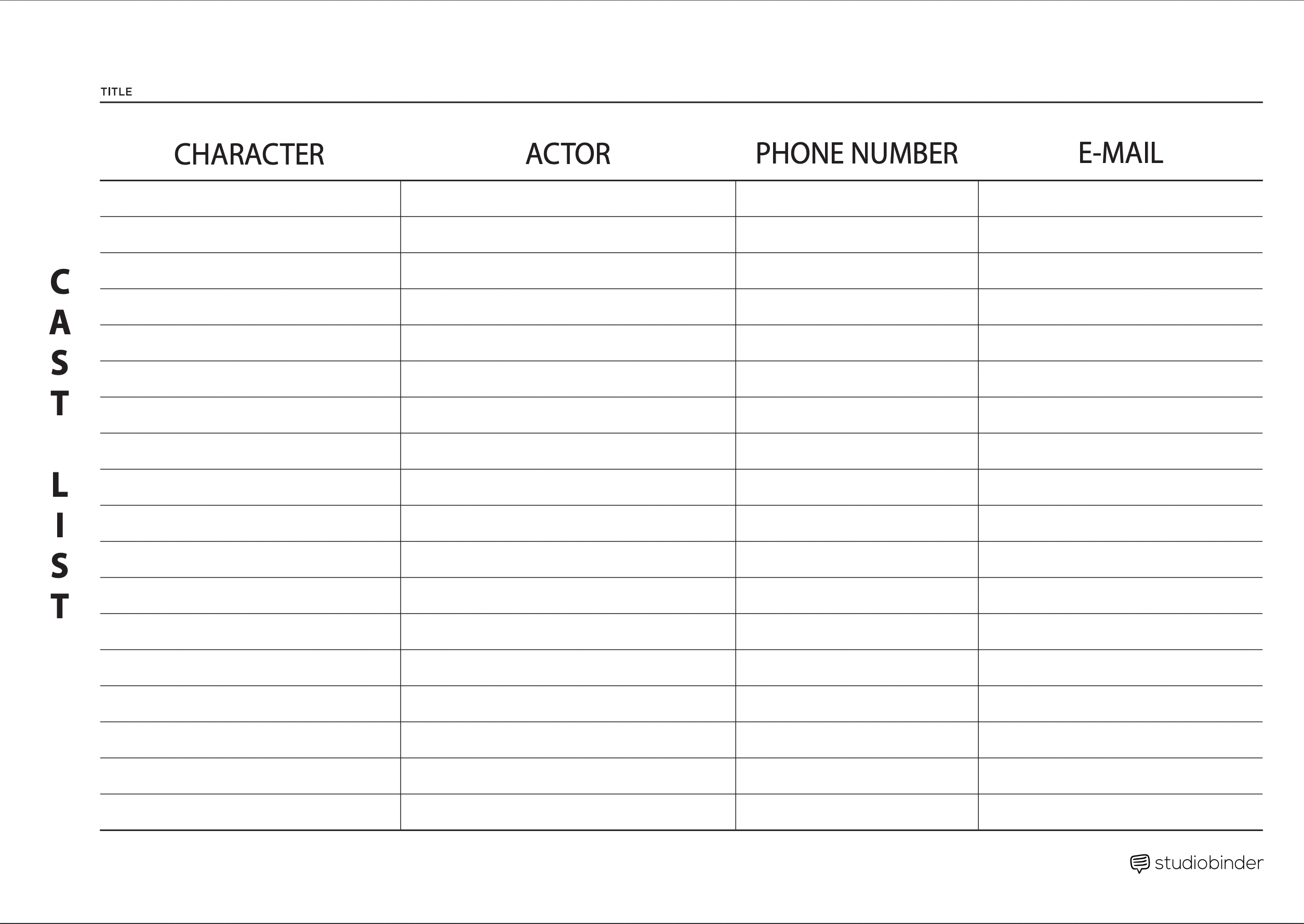 Cast List Template FREE PDF Download U0026 Guide Cast List Template FREE PDF Download U0026 Guide