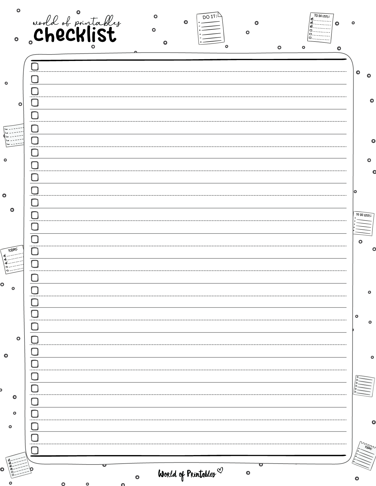 Blank Checklist Printable Free
