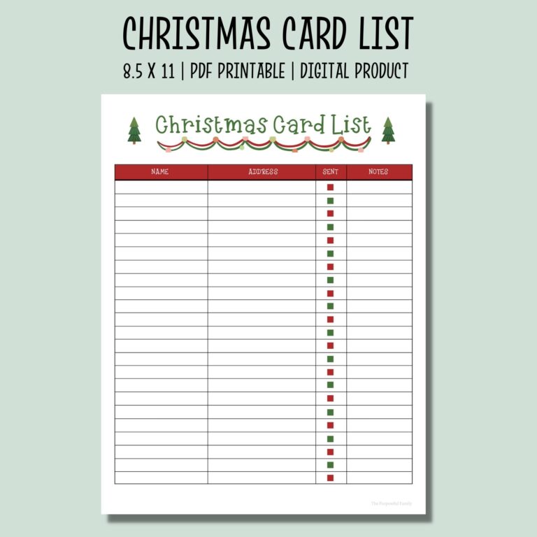 Christmas Card List Printable Checklist Holiday Card Tracker Christmas Planner Organizer Etsy UK