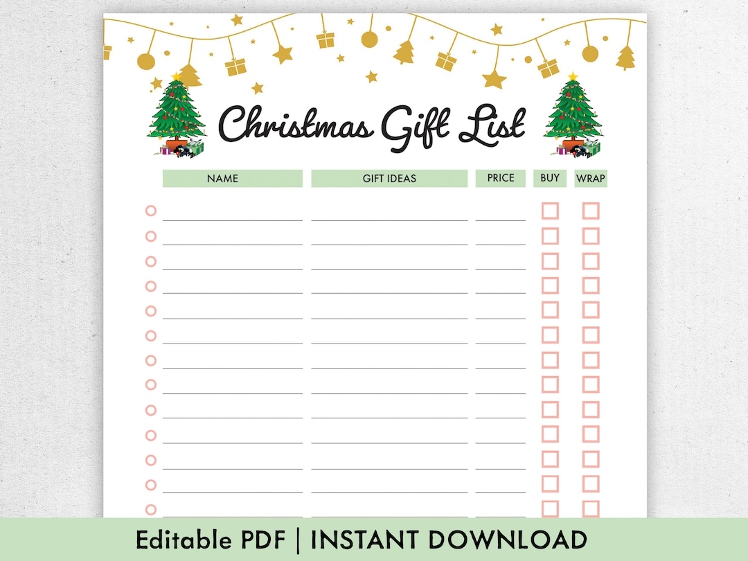 Christmas Gift List Printable Fillable Editable PDF Christmas Planner Printable Christmas To Do List Template Holiday Gift List Etsy Christmas Gift List Printable Fillable Editable PDF Christmas Planner Printable Christmas To Do List Template Holiday Gift List Etsy