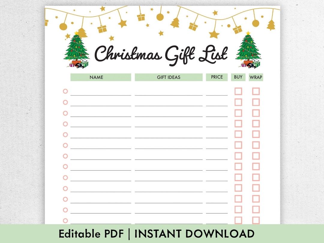 Printable Free Christmas List