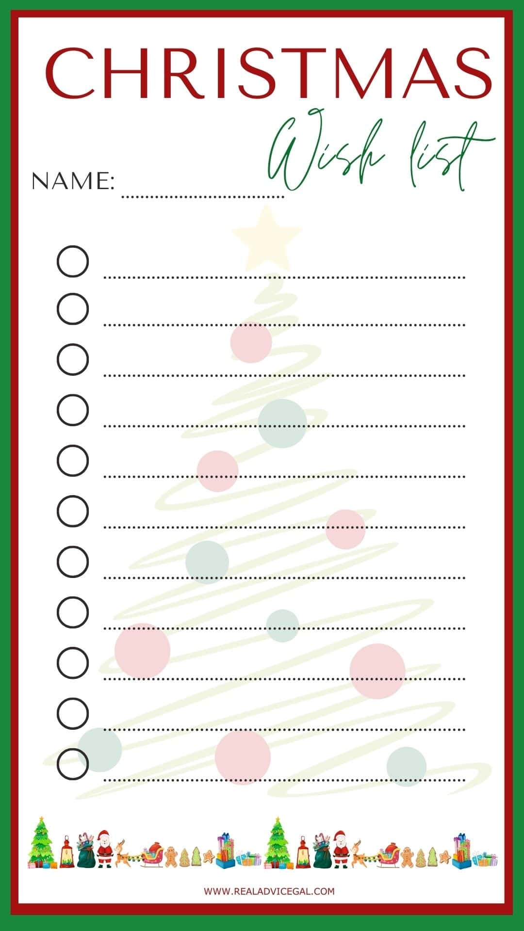 Christmas Gift Wish List For Kids Printable Worksheets Library