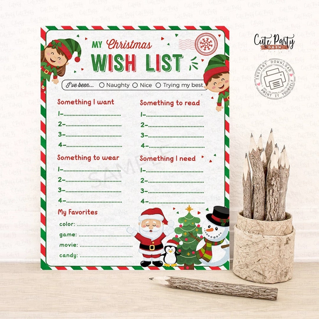 Christmas Wish List For Kids Printable Holidays Wish List Template Santa Wish List Letter To Santa Boy Girl INSTANT DOWNLOAD 600 Etsy