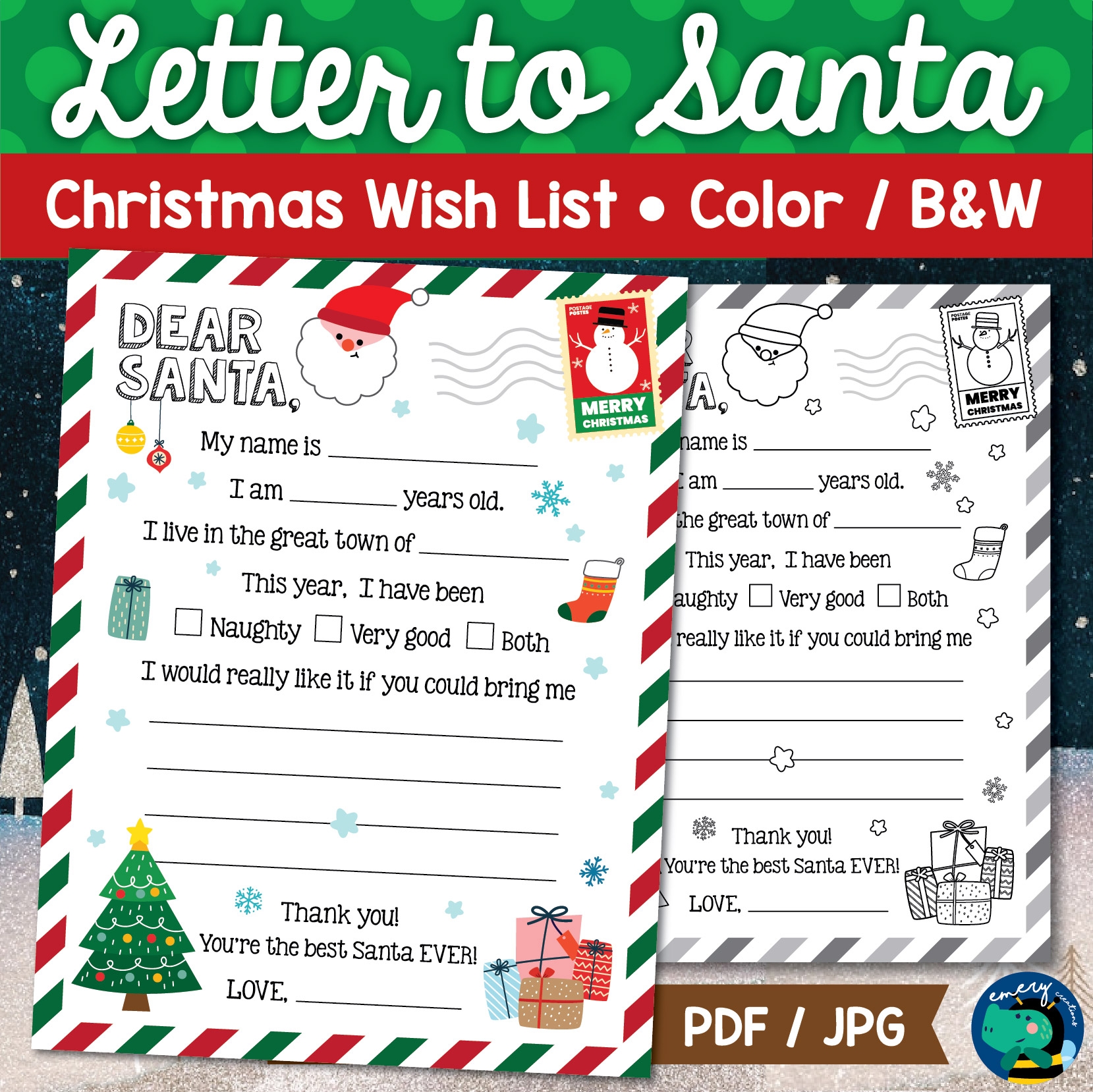 Christmas Wish List Letter To Santa Claus Christmas Printable For Kids