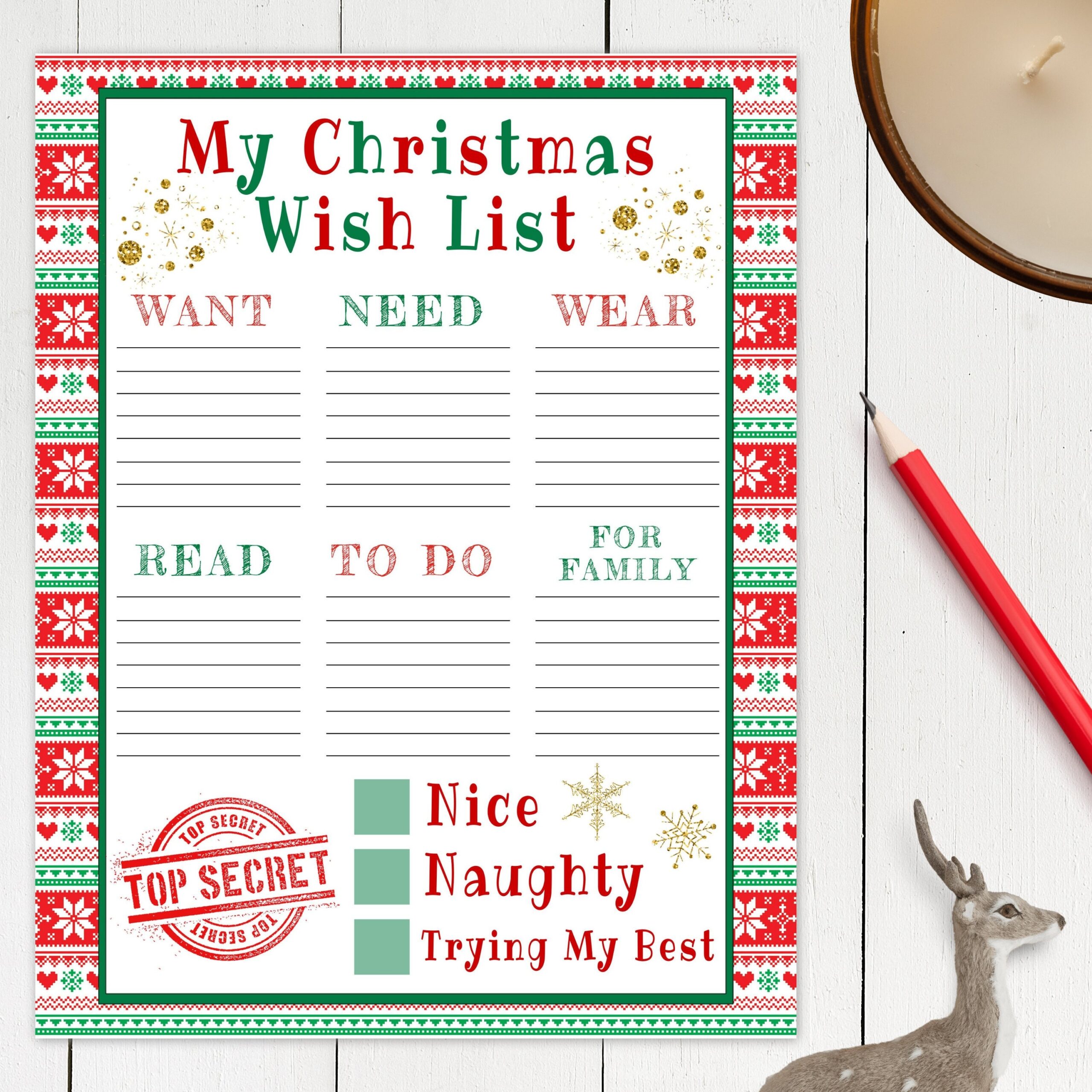 Christmas Wish List Printable Template For Kids Editable Holiday Wish List Kid s Printable Wish List For Christmas Letter To Santa List Etsy UK
