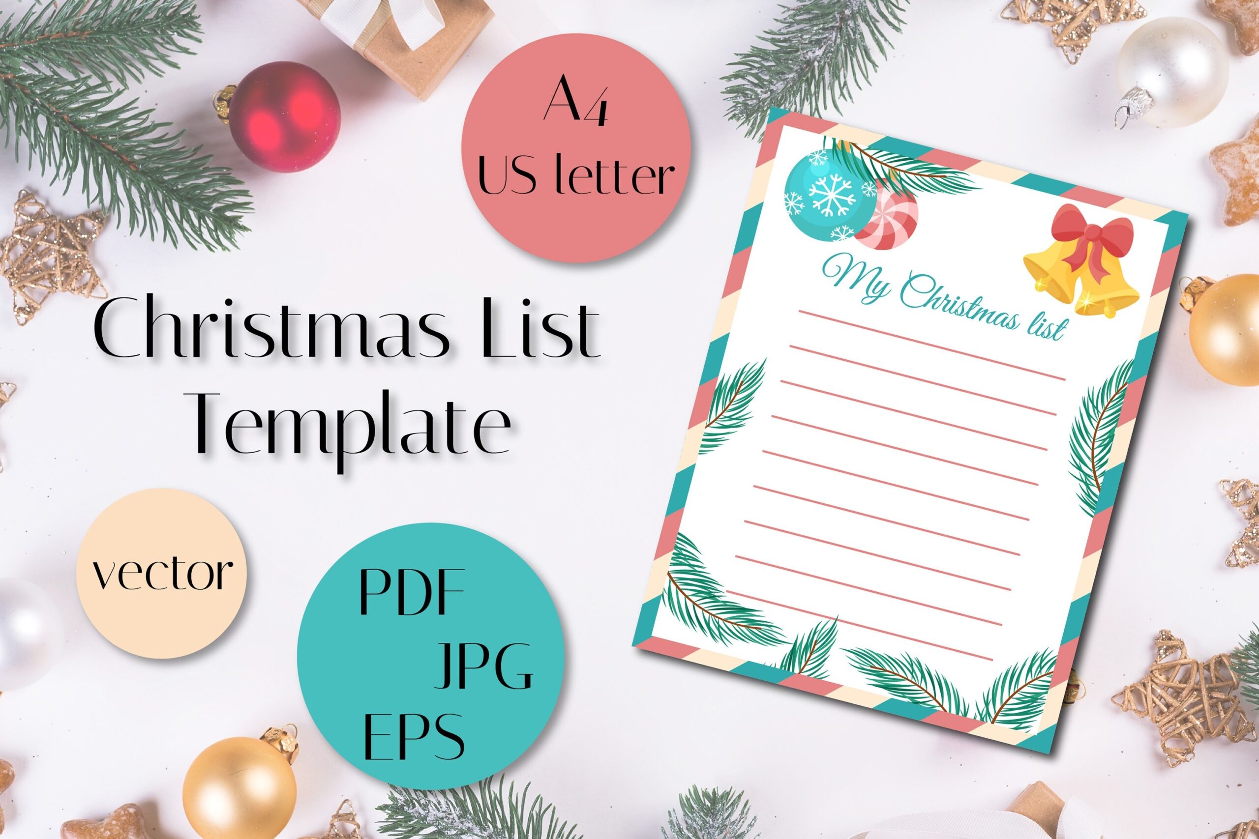 Christmas Wish List Template Printable PDF U0026 Vector
